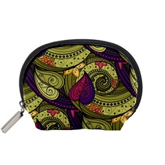 Green Paisley Background, Artwork, Paisley Patterns Accessory Pouch (small) by nateshop