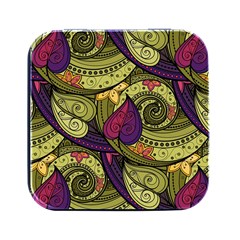 Green Paisley Background, Artwork, Paisley Patterns Square Metal Box (black) by nateshop