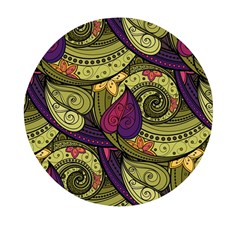 Green Paisley Background, Artwork, Paisley Patterns Mini Round Pill Box by nateshop