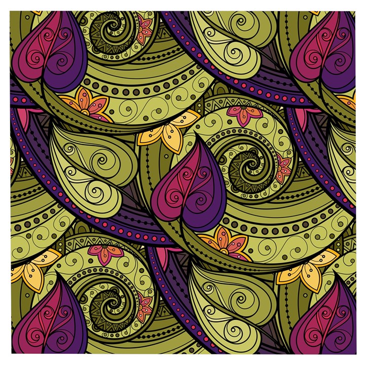 Green Paisley Background, Artwork, Paisley Patterns Wooden Puzzle Square