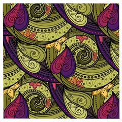 Green Paisley Background, Artwork, Paisley Patterns Wooden Puzzle Square by nateshop