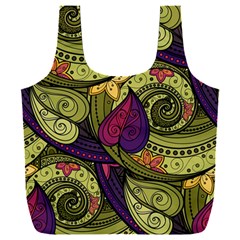 Green Paisley Background, Artwork, Paisley Patterns Full Print Recycle Bag (xxl) by nateshop