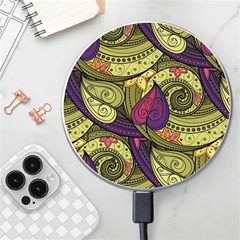 Green Paisley Background, Artwork, Paisley Patterns Wireless Fast Charger(white) by nateshop