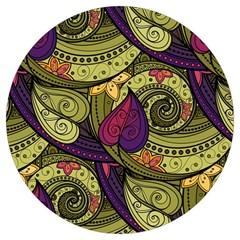 Green Paisley Background, Artwork, Paisley Patterns Round Trivet by nateshop