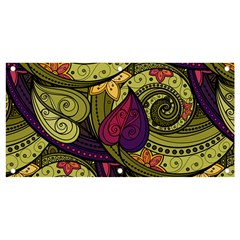 Green Paisley Background, Artwork, Paisley Patterns Banner And Sign 4  X 2  by nateshop