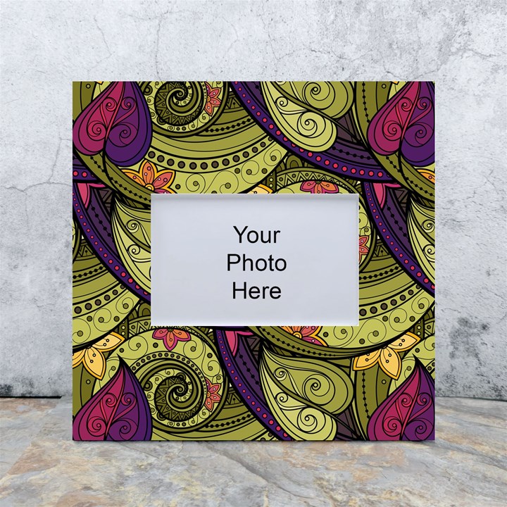 Green Paisley Background, Artwork, Paisley Patterns White Box Photo Frame 4  x 6 