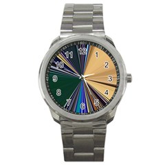 Colorful Centroid Line Stroke Sport Metal Watch by Cemarart