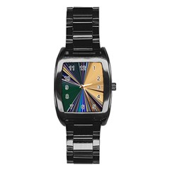 Colorful Centroid Line Stroke Stainless Steel Barrel Watch