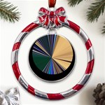 Colorful Centroid Line Stroke Metal Red Ribbon Round Ornament Front