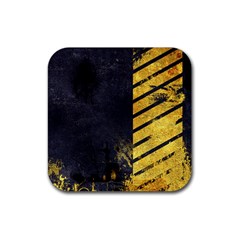 Grunge Lines Stone Textures, Background With Lines Rubber Coaster (square) by nateshop