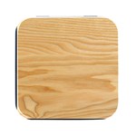 Light Wooden Texture, Wooden Light Brown Background Square Metal Box (Black) Front