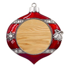 Light Wooden Texture, Wooden Light Brown Background Metal Snowflake And Bell Red Ornament by nateshop