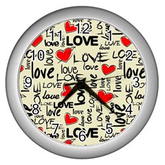 Love Abstract Background Love Textures Wall Clock (silver) by nateshop