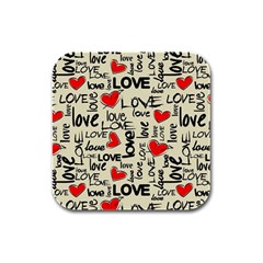 Love Abstract Background Love Textures Rubber Square Coaster (4 Pack) by nateshop