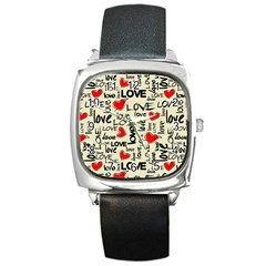 Love Abstract Background Love Textures Square Metal Watch by nateshop