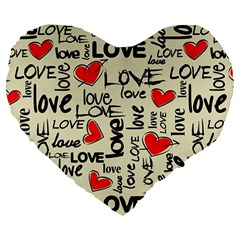 Love Abstract Background Love Textures Large 19  Premium Heart Shape Cushions by nateshop