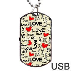 Love Abstract Background Love Textures Dog Tag Usb Flash (two Sides) by nateshop