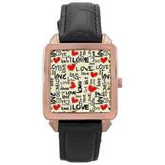 Love Abstract Background Love Textures Rose Gold Leather Watch  by nateshop