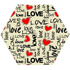 Love Abstract Background Love Textures Wooden Puzzle Hexagon by nateshop