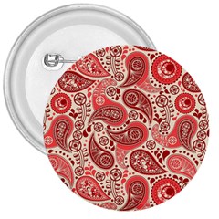 Paisley Red Ornament Texture 3  Buttons by nateshop