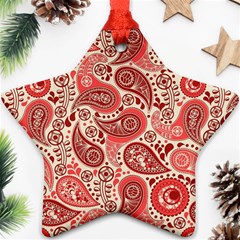 Paisley Red Ornament Texture Ornament (star) by nateshop