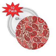 Paisley Red Ornament Texture 2 25  Buttons (10 Pack)  by nateshop