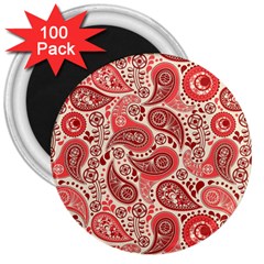 Paisley Red Ornament Texture 3  Magnets (100 Pack) by nateshop