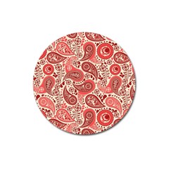 Paisley Red Ornament Texture Magnet 3  (round) by nateshop