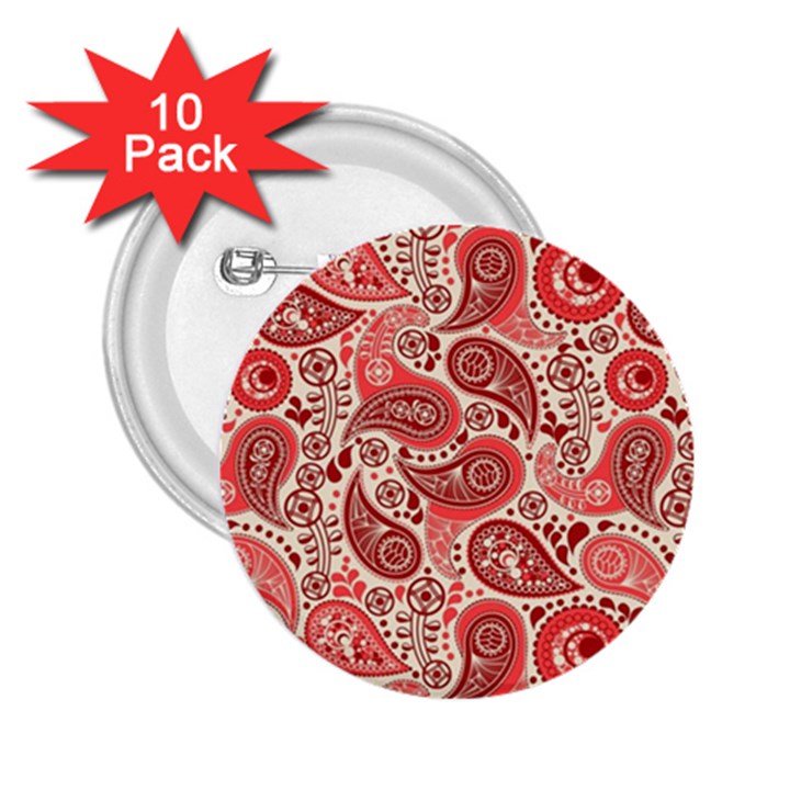 Paisley Red Ornament Texture 2.25  Buttons (10 pack) 