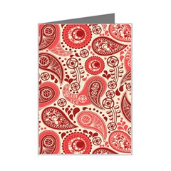 Paisley Red Ornament Texture Mini Greeting Card by nateshop