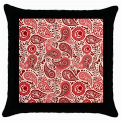 Paisley Red Ornament Texture Throw Pillow Case (black) by nateshop