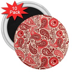 Paisley Red Ornament Texture 3  Magnets (10 Pack)  by nateshop