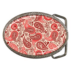 Paisley Red Ornament Texture Belt Buckles by nateshop