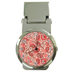 Paisley Red Ornament Texture Money Clip Watches by nateshop