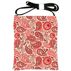 Paisley Red Ornament Texture Shoulder Sling Bag by nateshop