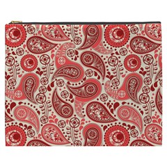 Paisley Red Ornament Texture Cosmetic Bag (xxxl) by nateshop