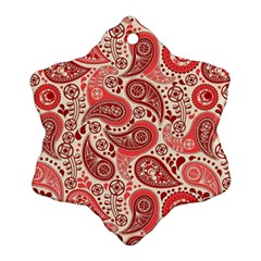 Paisley Red Ornament Texture Snowflake Ornament (two Sides) by nateshop