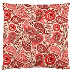 Paisley Red Ornament Texture Large Premium Plush Fleece Cushion Case (two Sides) by nateshop