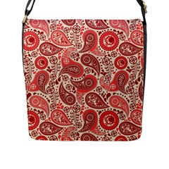 Paisley Red Ornament Texture Flap Closure Messenger Bag (l) by nateshop