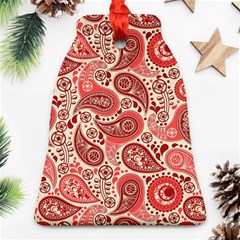 Paisley Red Ornament Texture Bell Ornament (two Sides) by nateshop