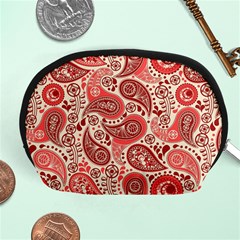 Paisley Red Ornament Texture Accessory Pouch (medium) by nateshop