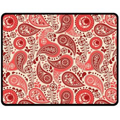 Paisley Red Ornament Texture Two Sides Fleece Blanket (medium) by nateshop