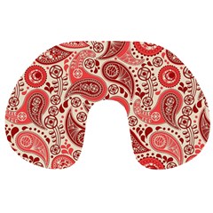 Paisley Red Ornament Texture Travel Neck Pillow by nateshop