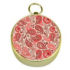 Paisley Red Ornament Texture Gold Compasses by nateshop