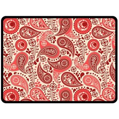 Paisley Red Ornament Texture Two Sides Fleece Blanket (large) by nateshop