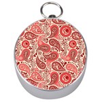 Paisley Red Ornament Texture Silver Compasses Front