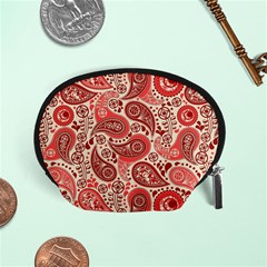 Paisley Red Ornament Texture Accessory Pouch (small) by nateshop