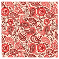 Paisley Red Ornament Texture Wooden Puzzle Square by nateshop