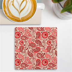 Paisley Red Ornament Texture Uv Print Square Tile Coaster  by nateshop