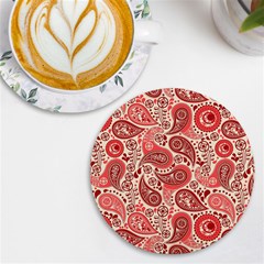 Paisley Red Ornament Texture Uv Print Round Tile Coaster